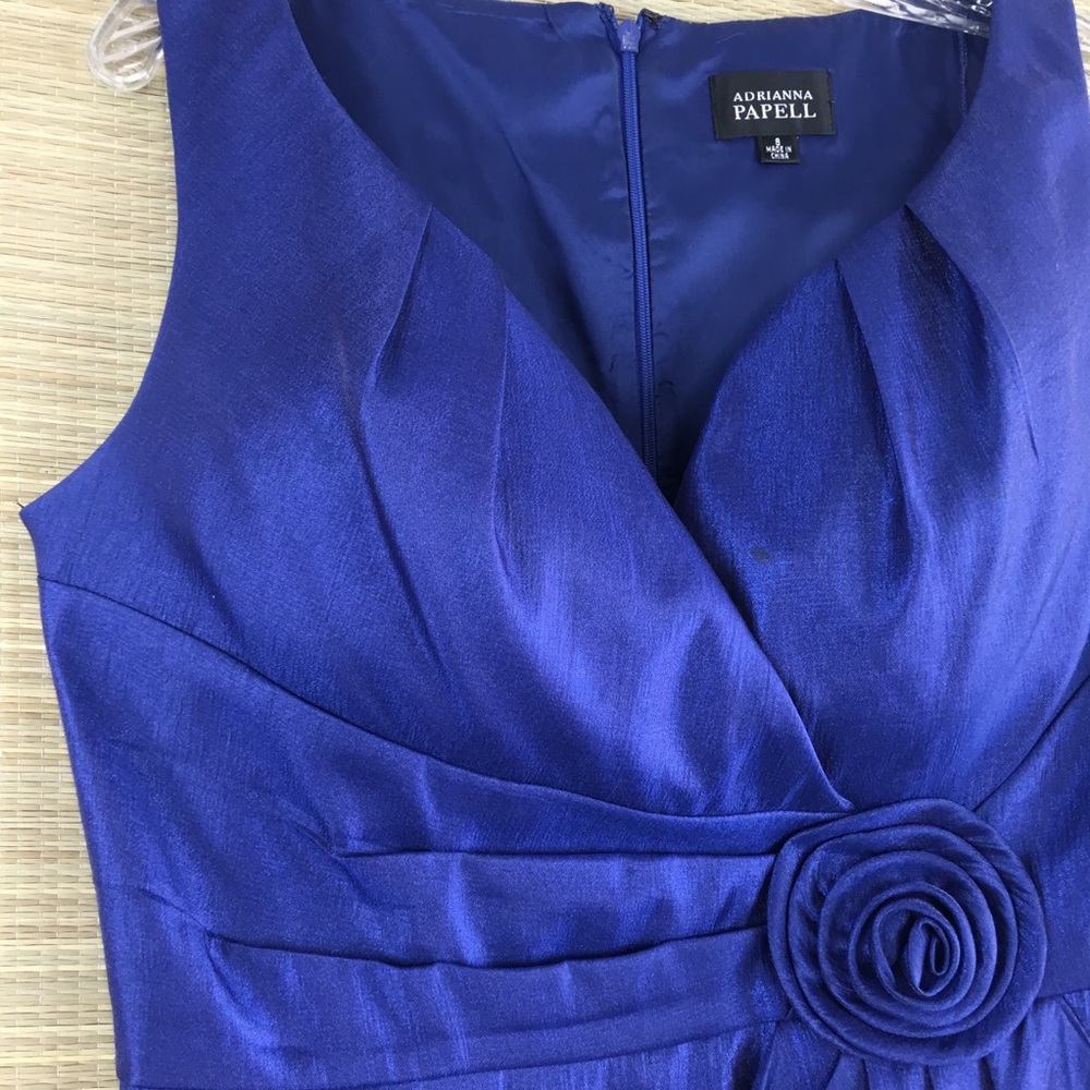 Adrianna Papell Royal Blue Sleeveless Sheath Dress with Rosette - Picture 2 of 5
